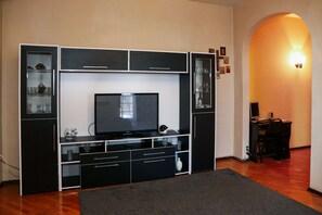 Desk, blackout drapes, soundproofing, iron/ironing board