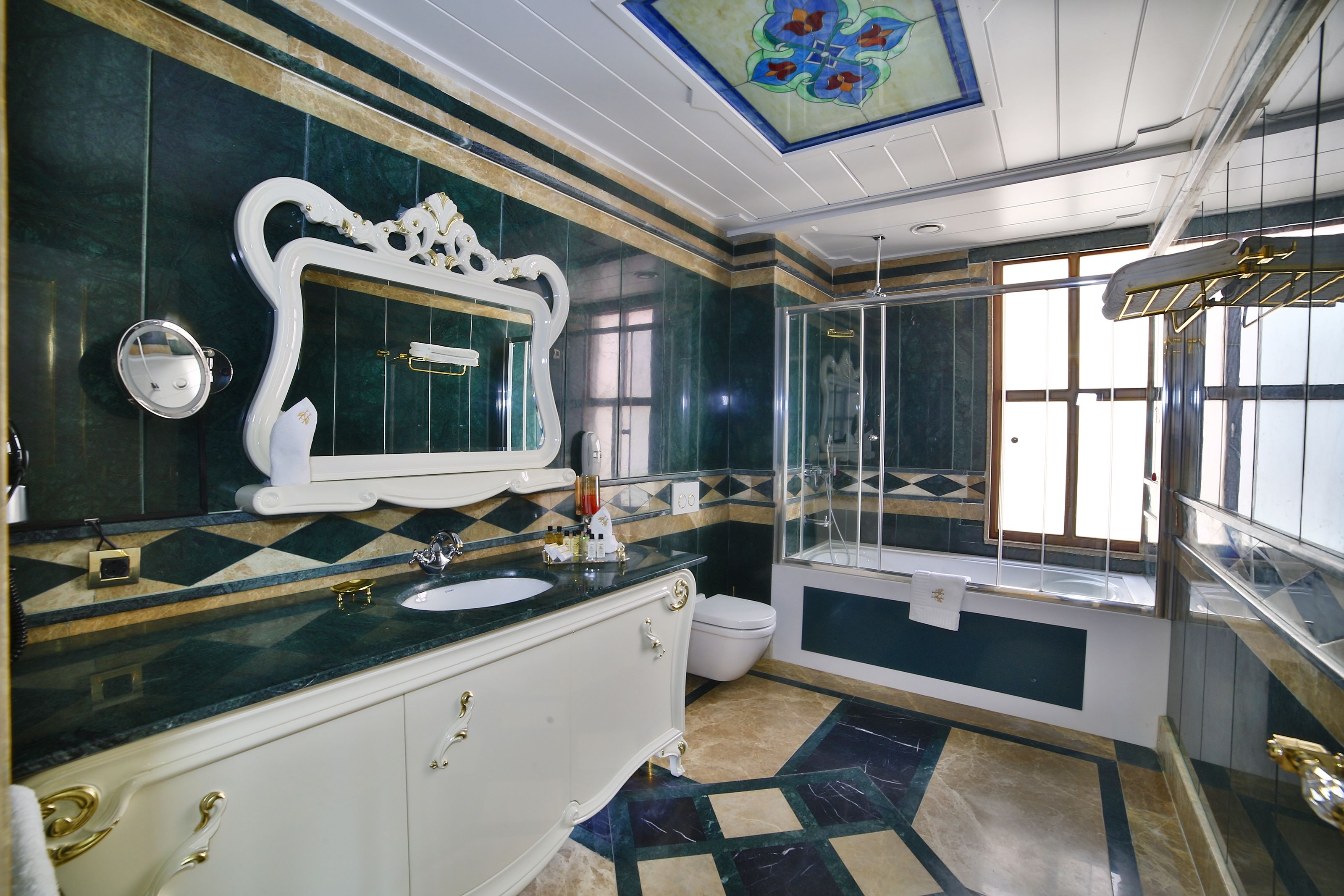 free toiletries, hair dryer, slippers, towels