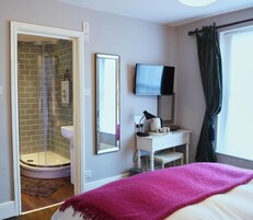 Premium bedding, desk, blackout curtains, iron/ironing board