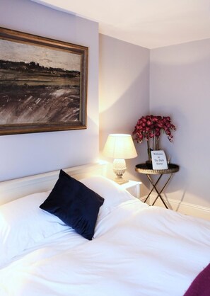 Premium bedding, desk, blackout curtains, iron/ironing board