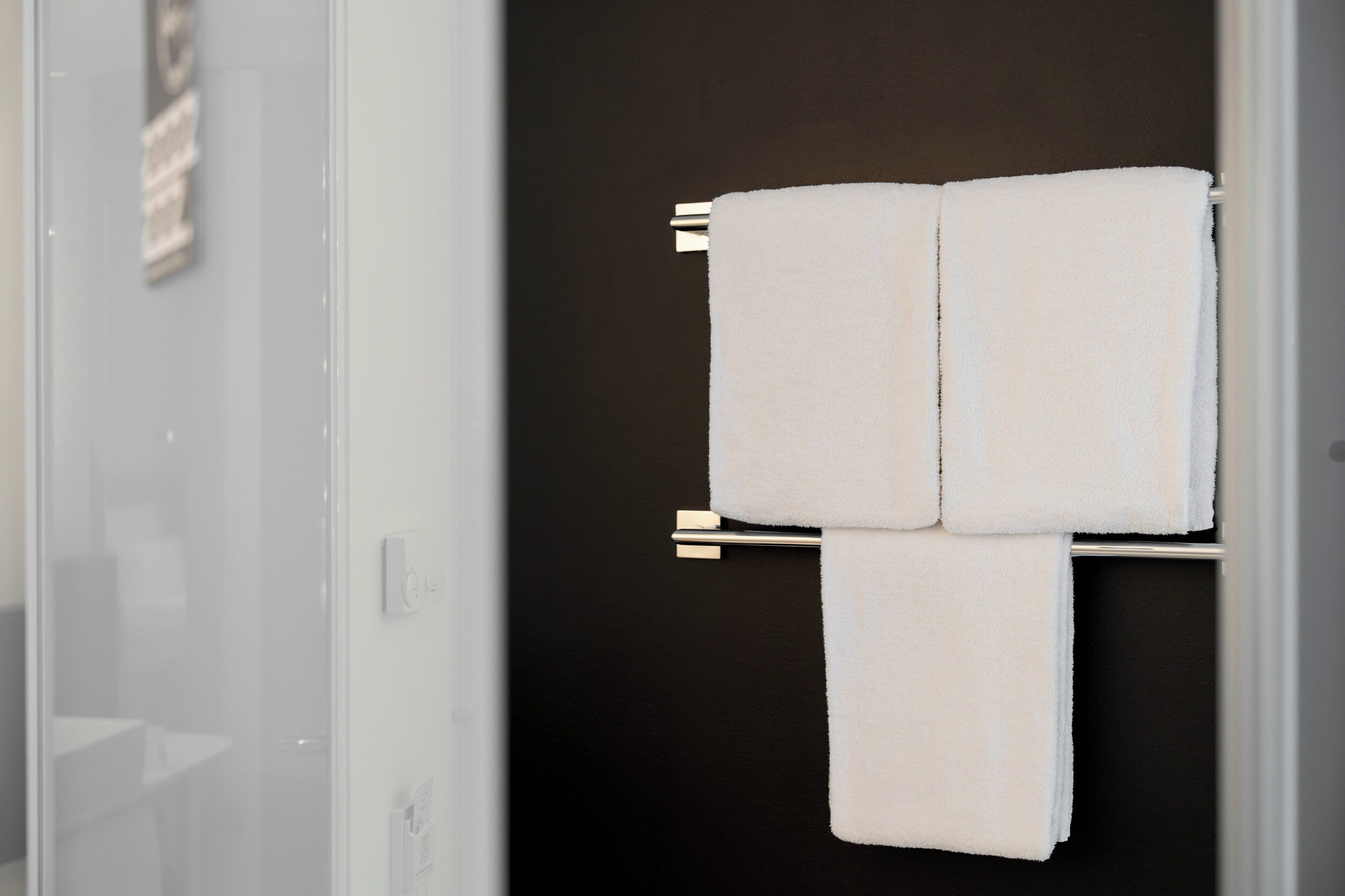 shower, rainfall showerhead, designer toiletries, hair dryer