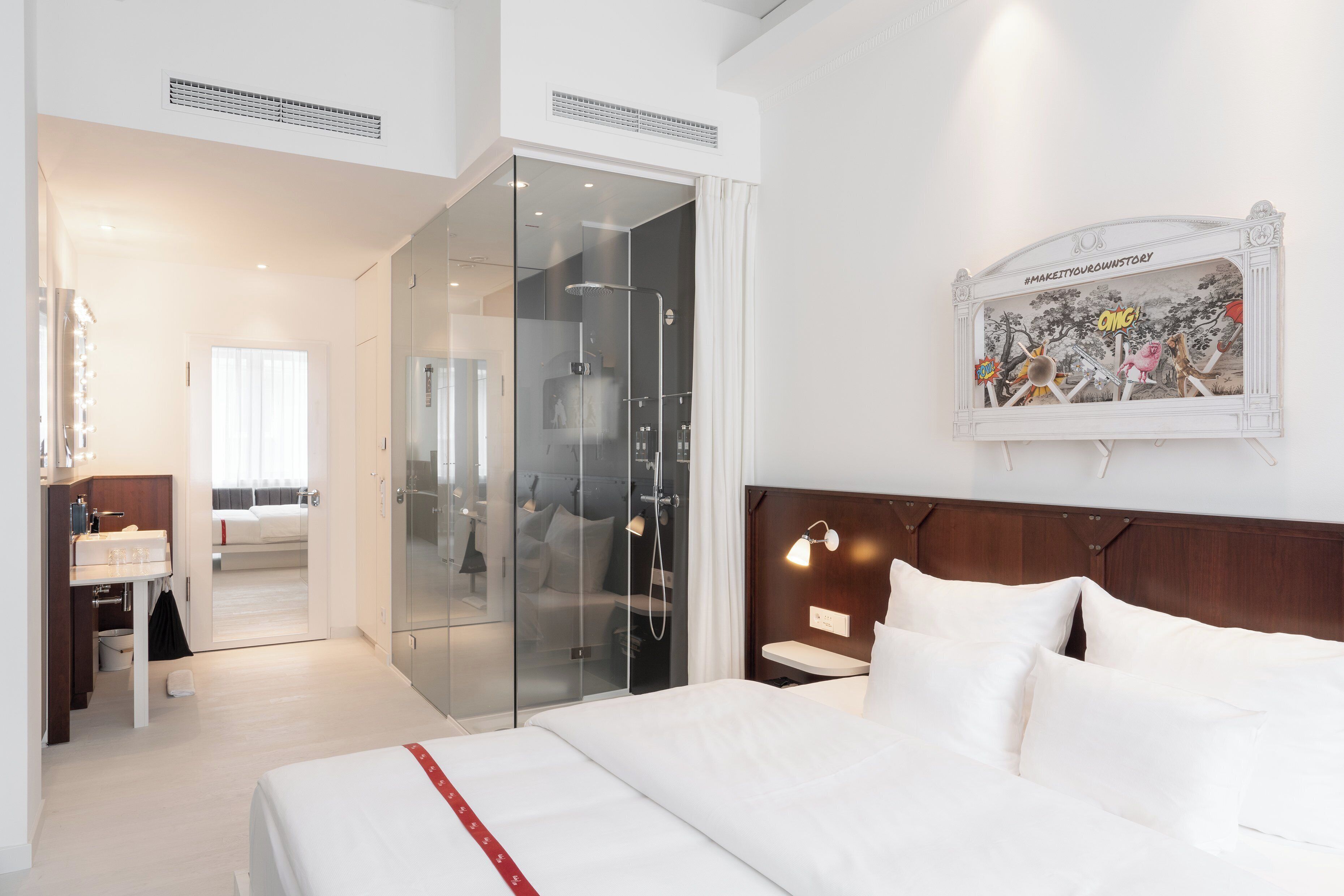 resident | bathroom | shower, rainfall showerhead, designer toiletries, hair dryer