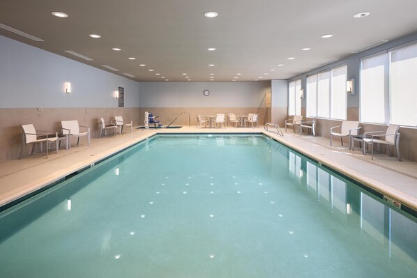 Indoor pool, open 6:00 AM to 10:00 PM, sun loungers