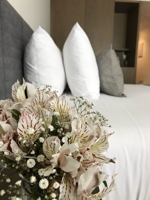 Seprai antialergi, minibar, brankas, dan meja kerja