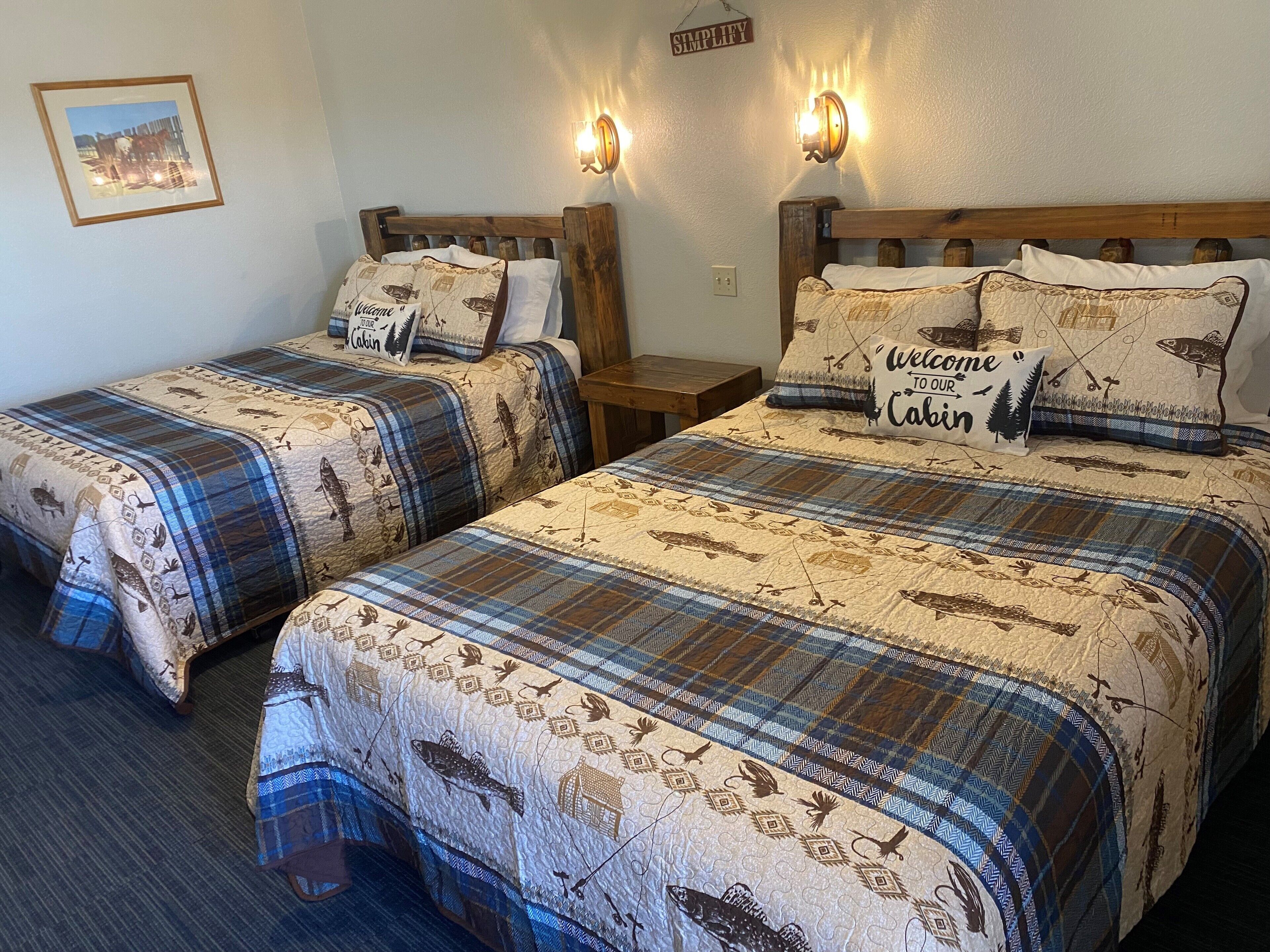 Standard Cabin, 2 Queen Beds, Non Smoking, Lake View | Blackout curtains, iron/ironing board, free WiFi, bed sheets