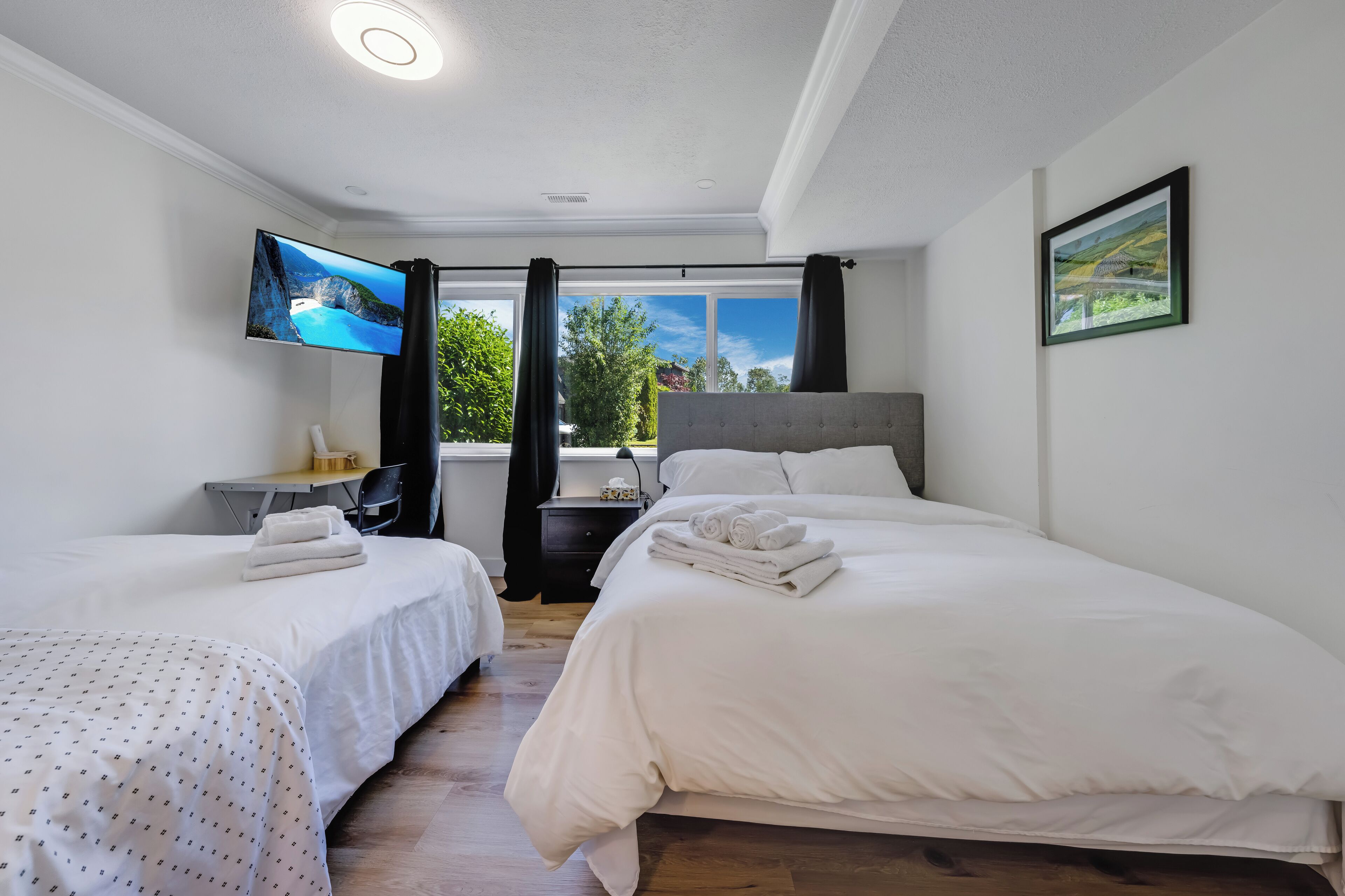 Premium bedding, down duvets, pillow-top beds, individually decorated