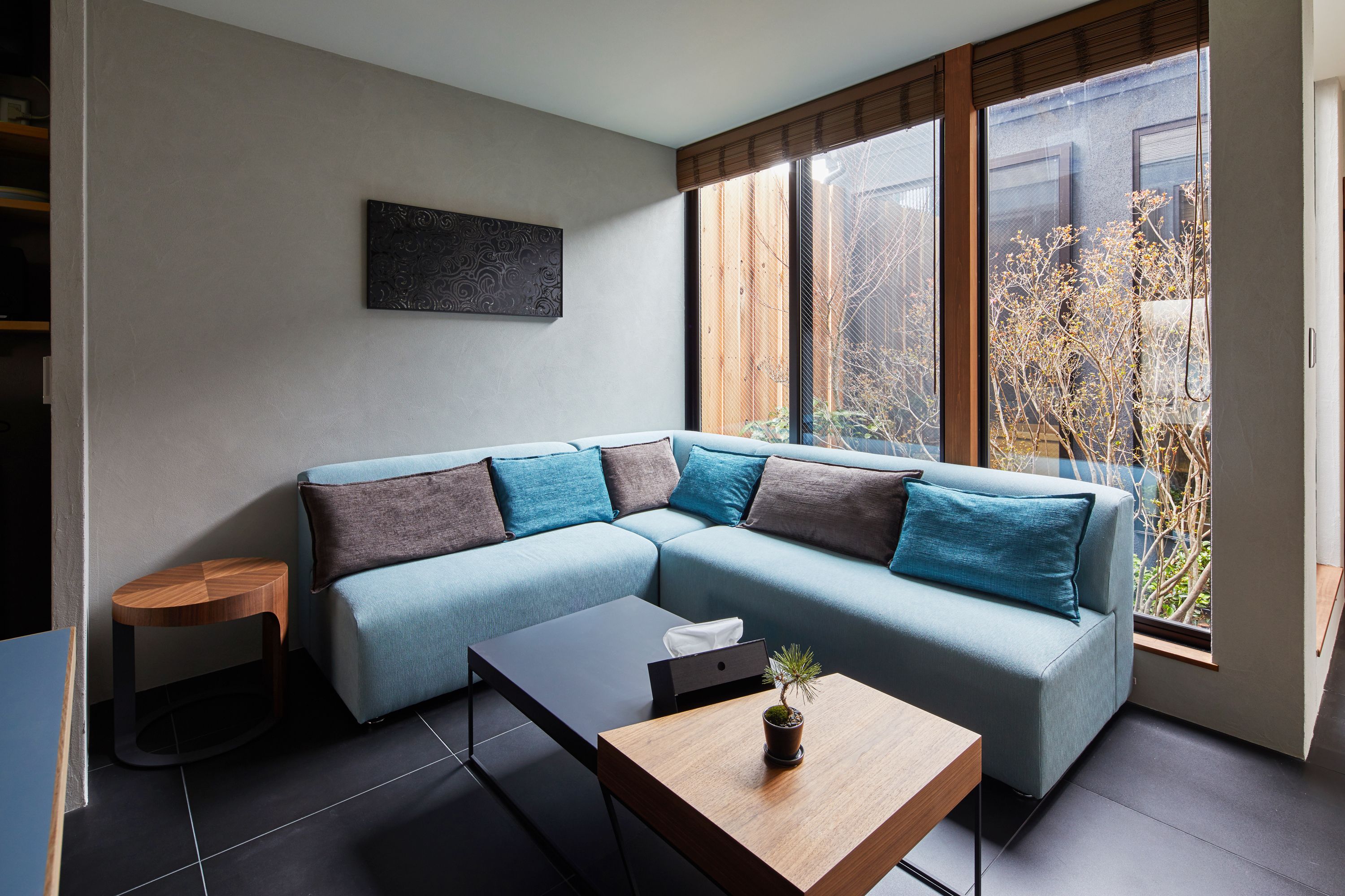 Room with Private Cypress bath | Living room | Flat-screen TV