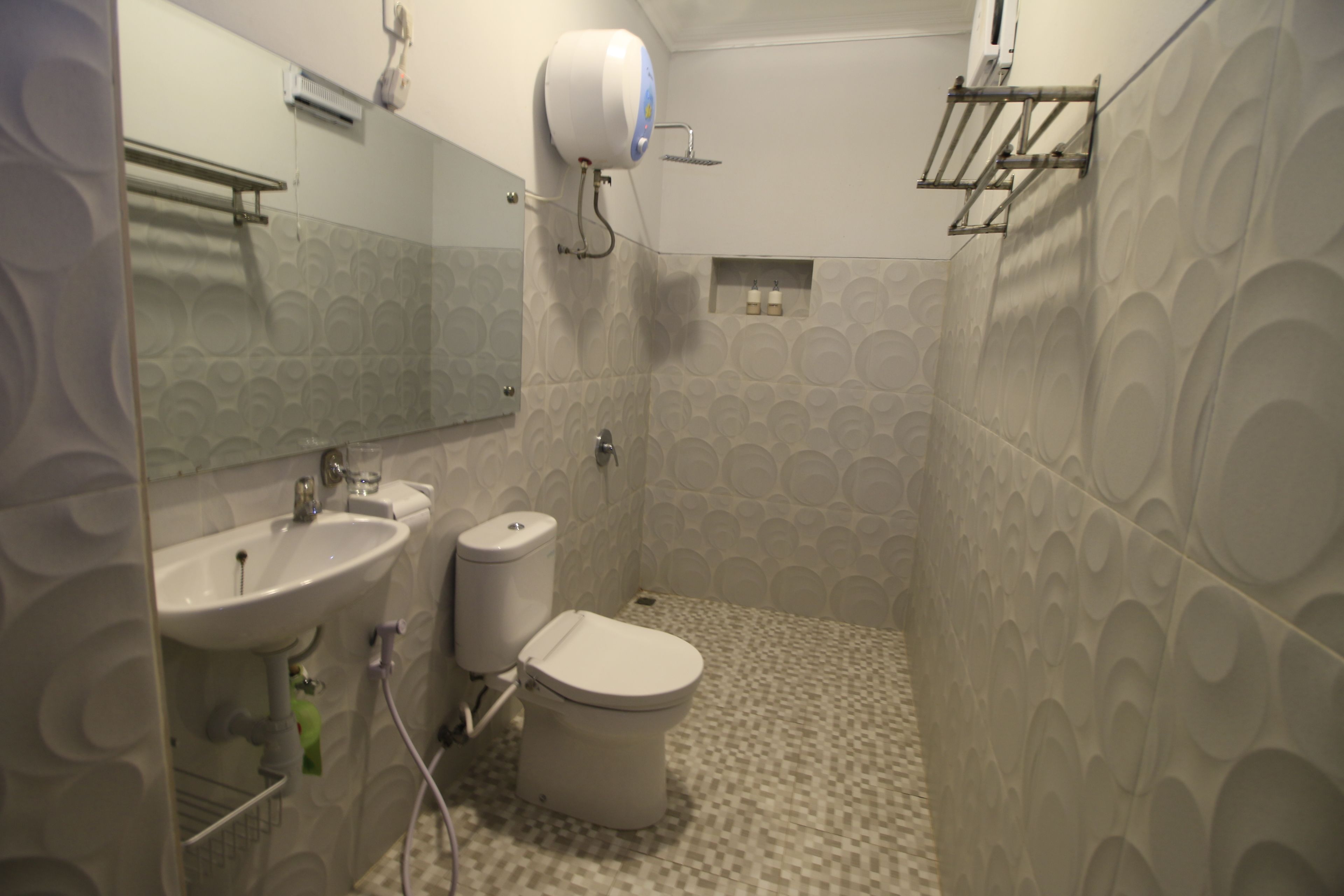 shower, rainfall showerhead, towels, soap