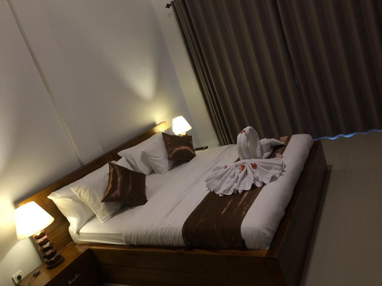 minibar, desk, laptop workspace, blackout curtains