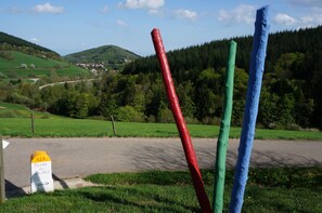 Vue sur la campagne depuis lâhĂ©bergement