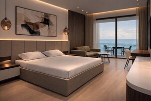Quarto superior, sacada, vista para o mar | Roupas de cama premium, individualmente decorados