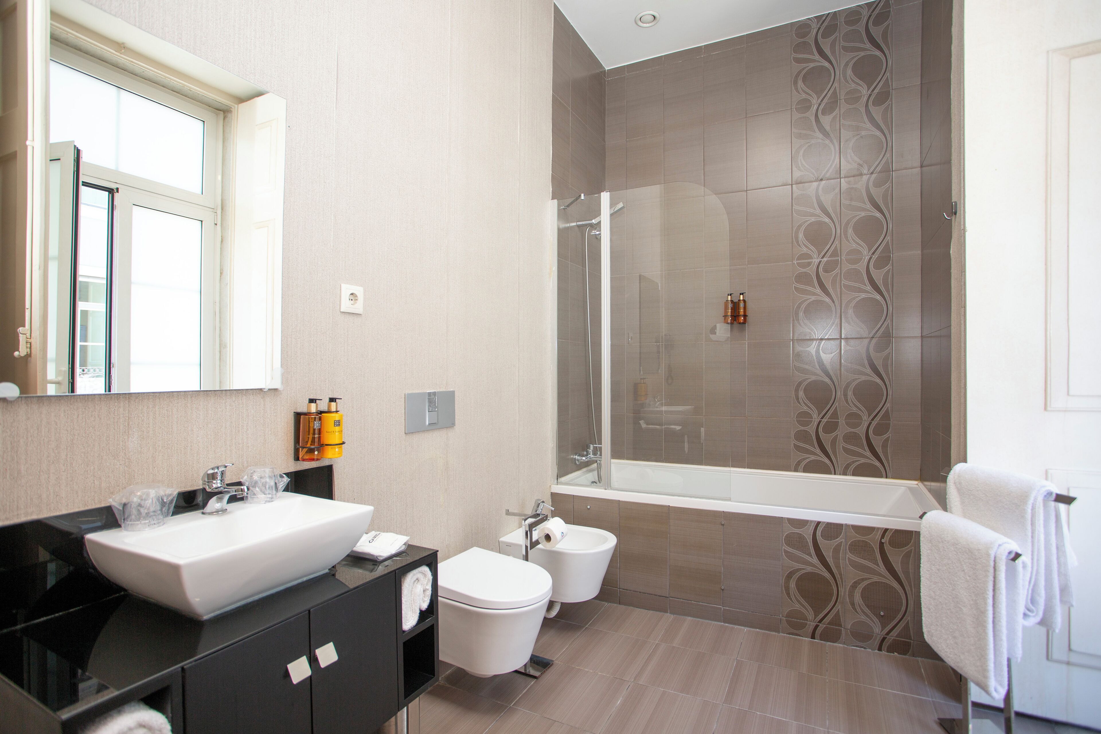 free toiletries, hair dryer, towels