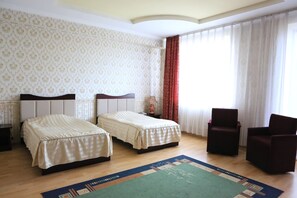 Desk, blackout curtains, iron/ironing board, free WiFi