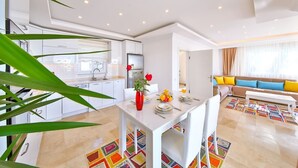 Villa, 2 Bedrooms, 2 Bathrooms | Private kitchen | Coffee/tea maker, full-size fridge, microwave, oven - Villa Gunbatimi (Kas)
