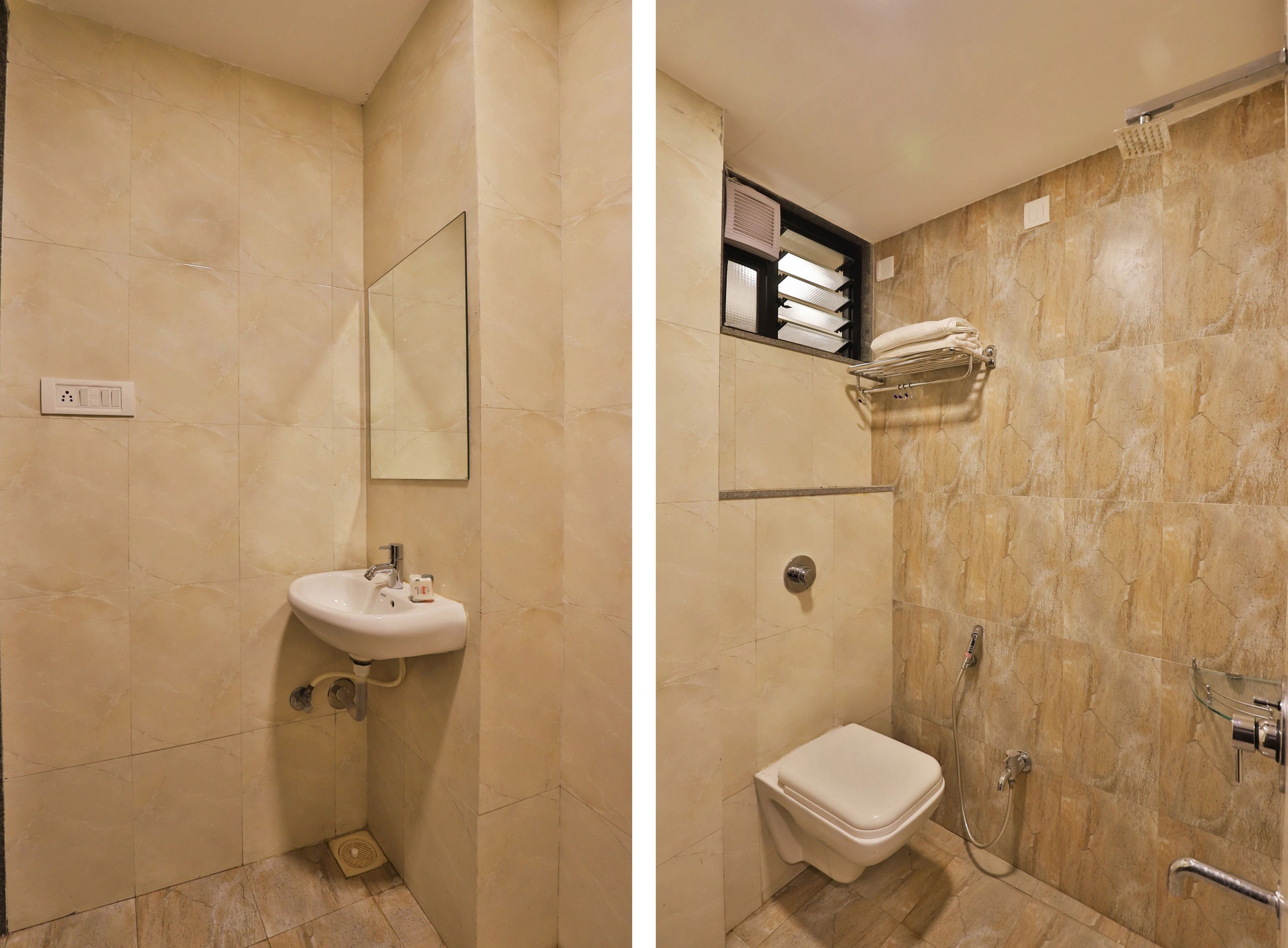 shower, rainfall showerhead, free toiletries, hair dryer