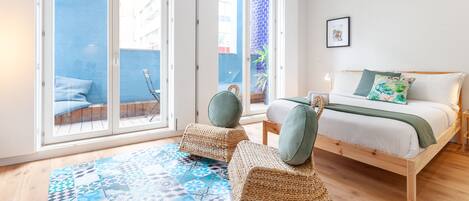 Studio, terrasse (3) | Literie de qualité supérieure, décoration personnalisée