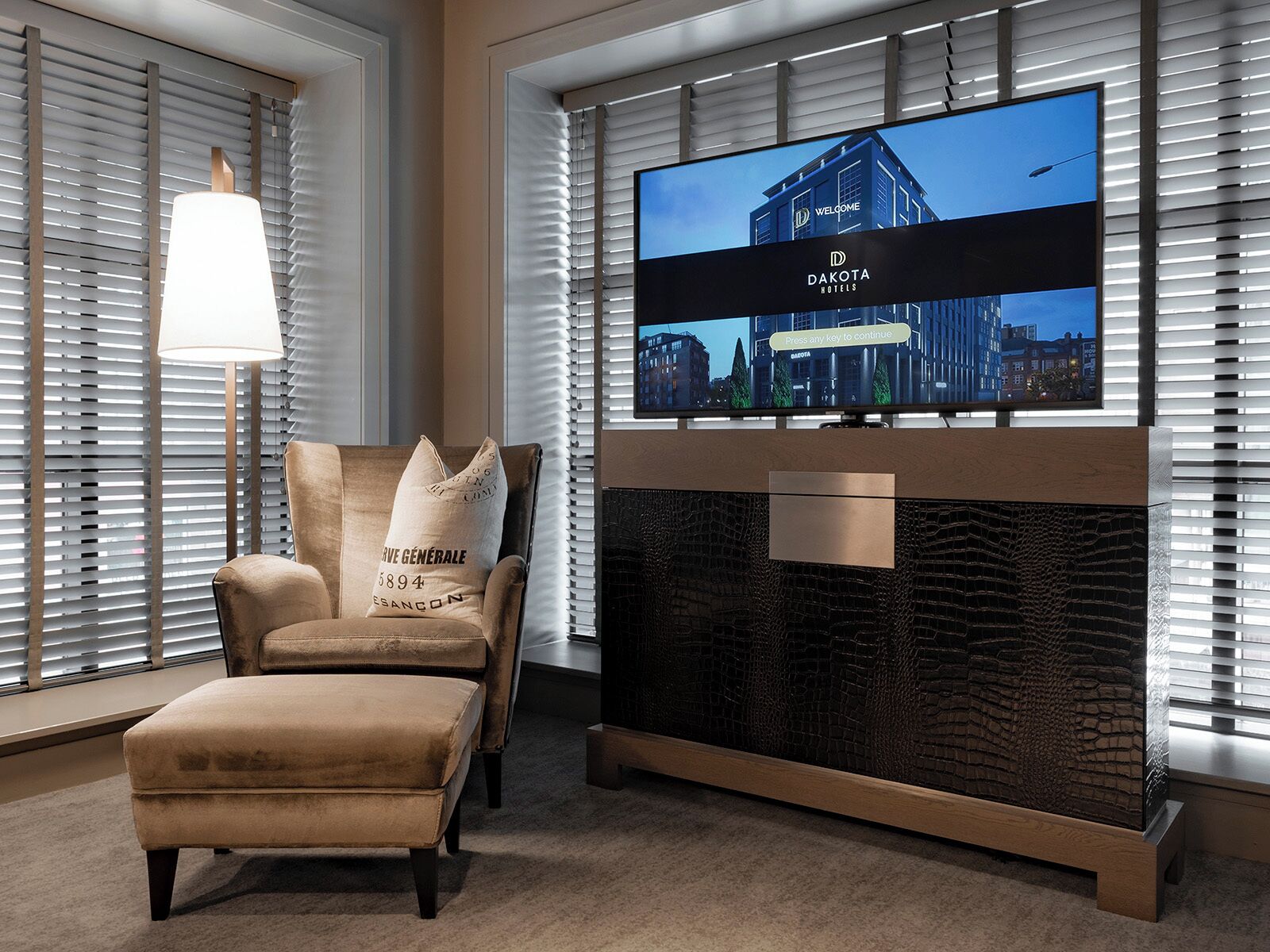 signature suite | in-room safe, desk, blackout curtains, iron/ironing board