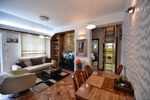 Comfort Apartment, 2 Bedrooms, Sea View | Living area | LCD TV - BMB Apartments (Kotor)
