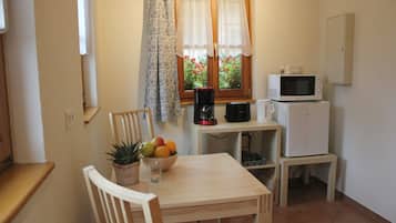 Comfort Chalet, 1 Bedroom | Private kitchen | Mini-fridge, coffee/tea maker, electric kettle, high chair