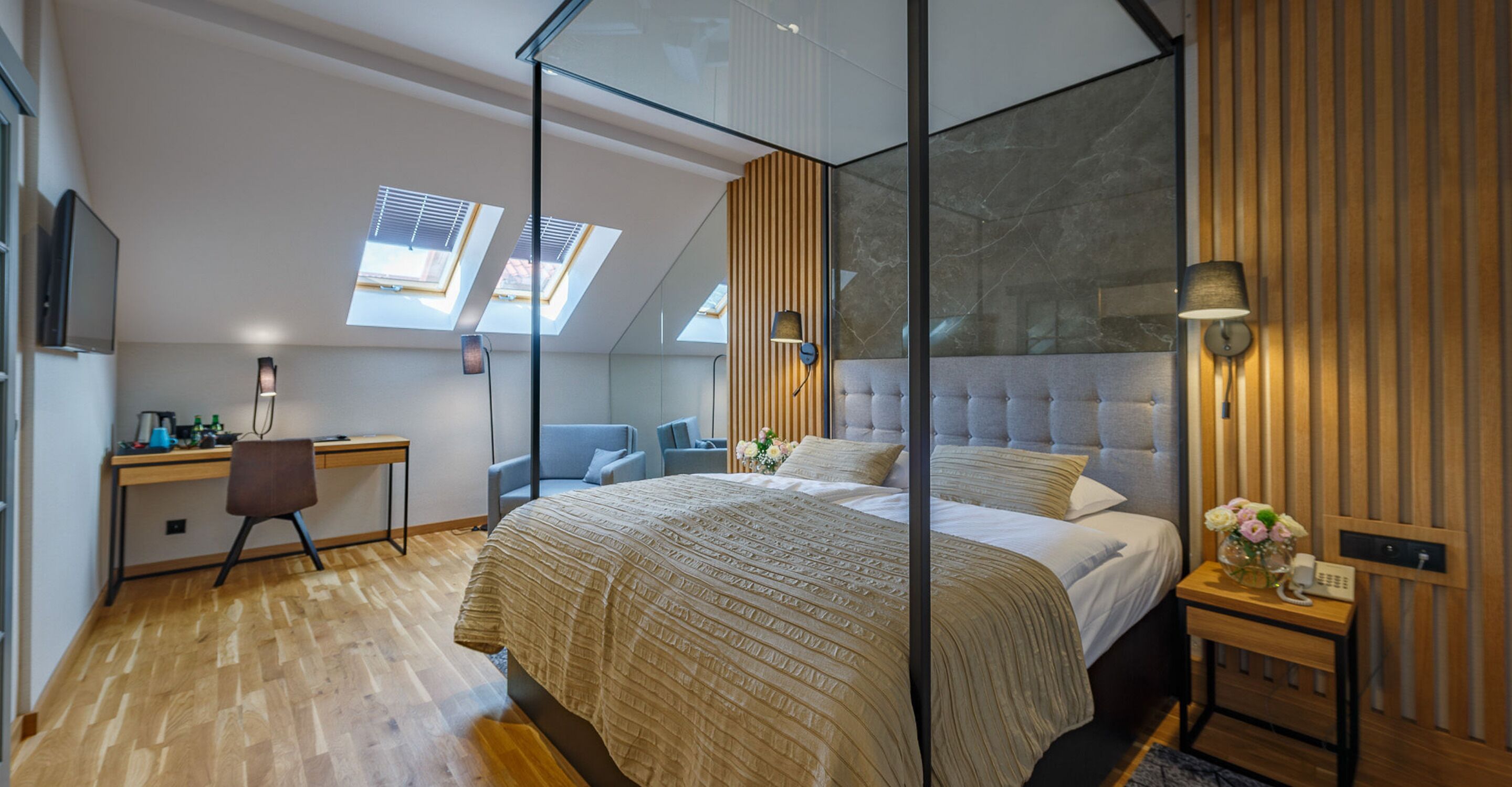 apartment | in-room safe, desk, laptop workspace, blackout curtains