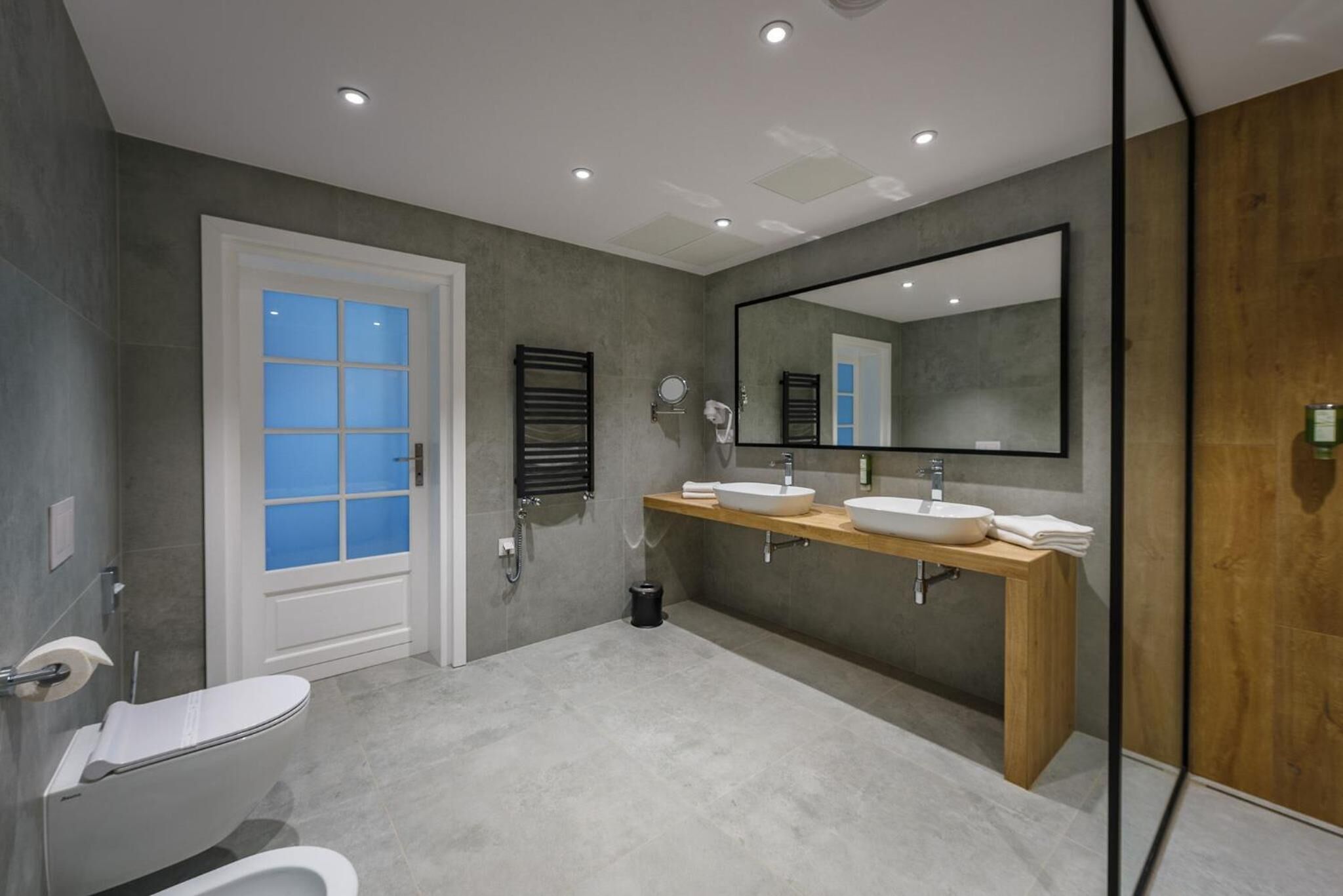 free toiletries, hair dryer, towels, soap