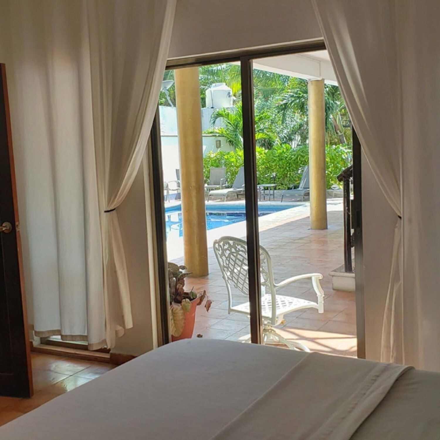 deluxe double room, 1 king bed, non smoking, pool view | view from room