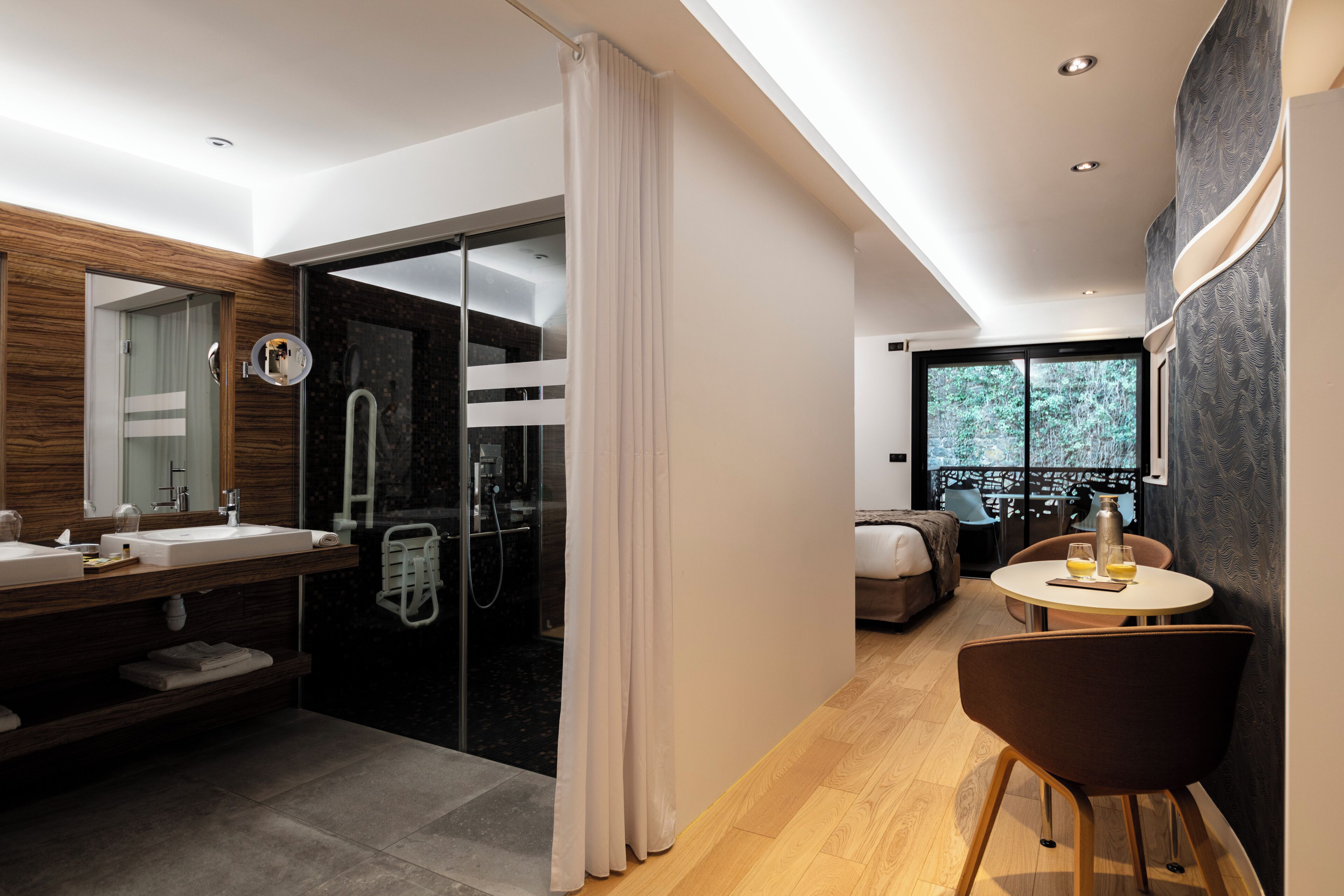 superior room, mobility accessible, terrace (courtine) | bathroom | shower, designer toiletries, hair dryer, bathrobes