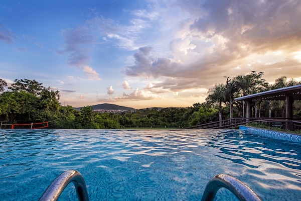 Outdoor pool, sun loungers