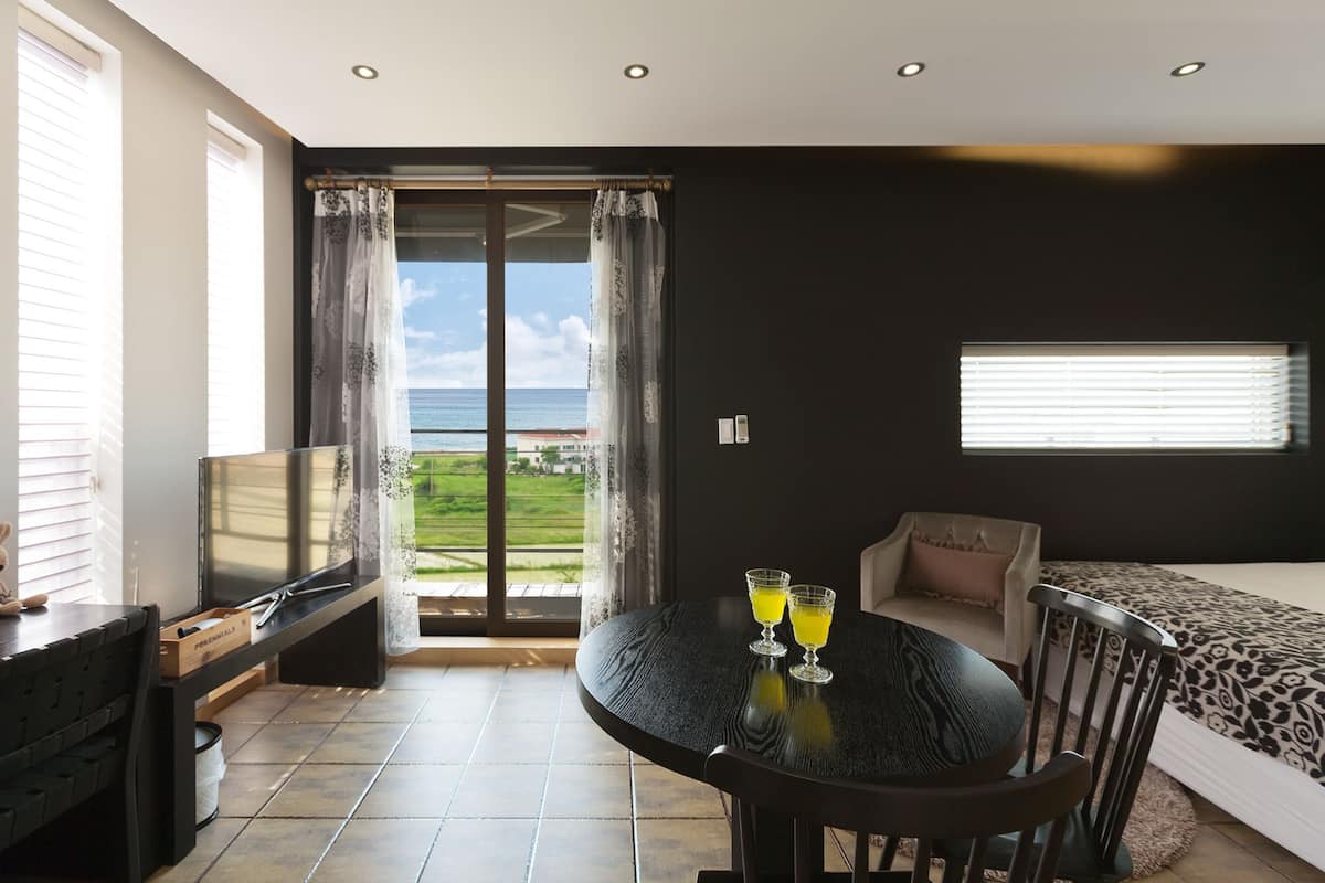 Individually decorated, desk, blackout drapes, soundproofing