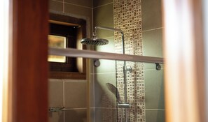 A shower with a handheld showerhead and a wall-mounted faucet. - The Villa - Luxury Private Pool Villa (Langkawi)
