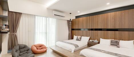 Basic Quadruple Room, 2 Double Beds, Non Smoking (201) | Blackout drapes, rollaway beds, free WiFi, bed sheets