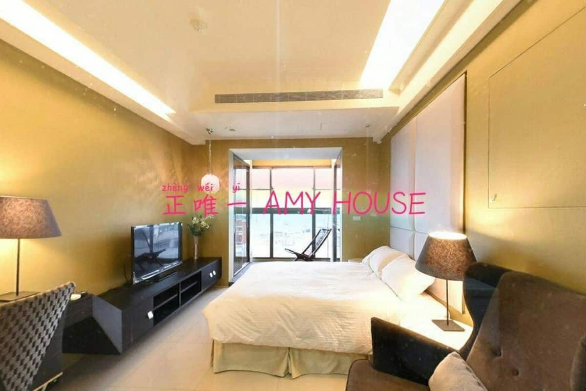 Apartamento design, 1 cama de casal, acessível, vista para a cidade | Roupas de cama premium, edredons de pluma, camas com colchões pillow-top
