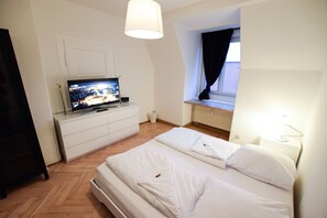 Desk, free WiFi, bed sheets