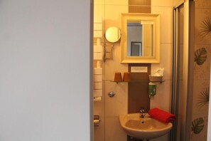 Rainfall showerhead, hair dryer, towels, soap - Hotel Les 4 Saisons (Kruth)