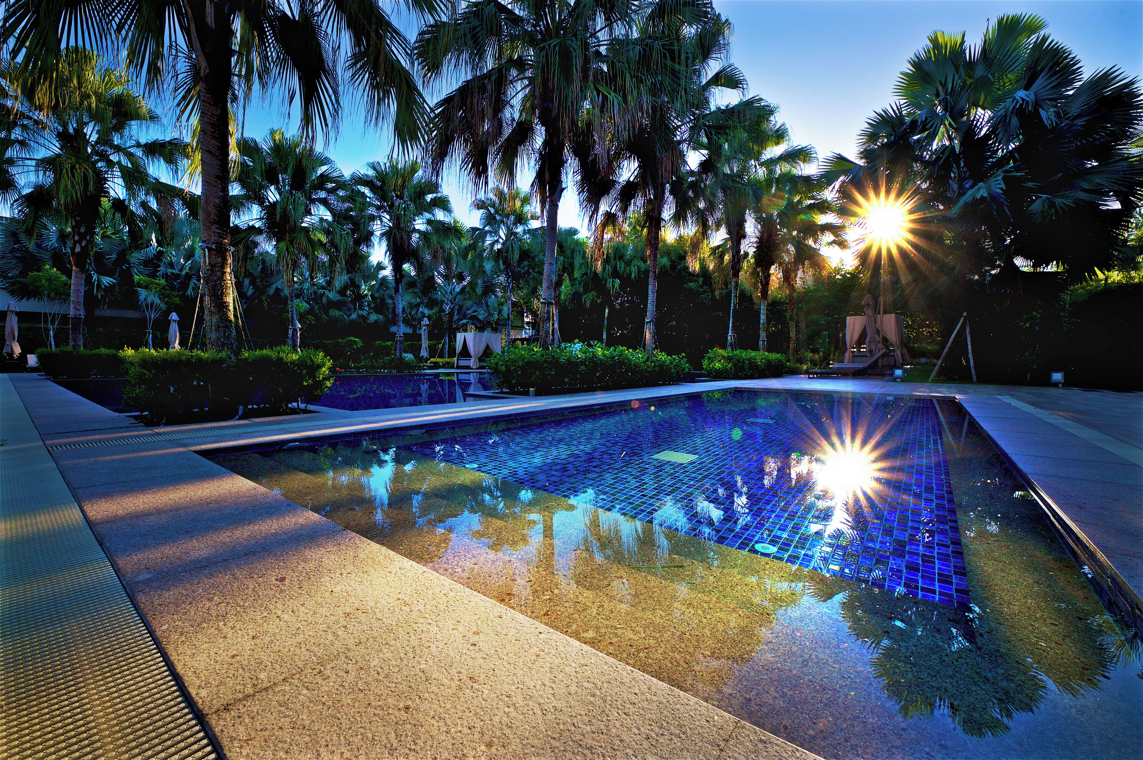 Outdoor pool, open 8:00 AM to 9:00 PM, pool umbrellas, sun loungers