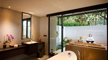 Lavender Cabana Suite | Premium bedding, free minibar, in-room safe, desk