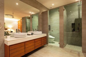 Luxury Villa | Bathroom | Separate bathtub and shower, deep-soaking bathtub, hair dryer, towels - Luxurious Seaview 4BR Private Pool Villa by Intira Villas (Rawai)