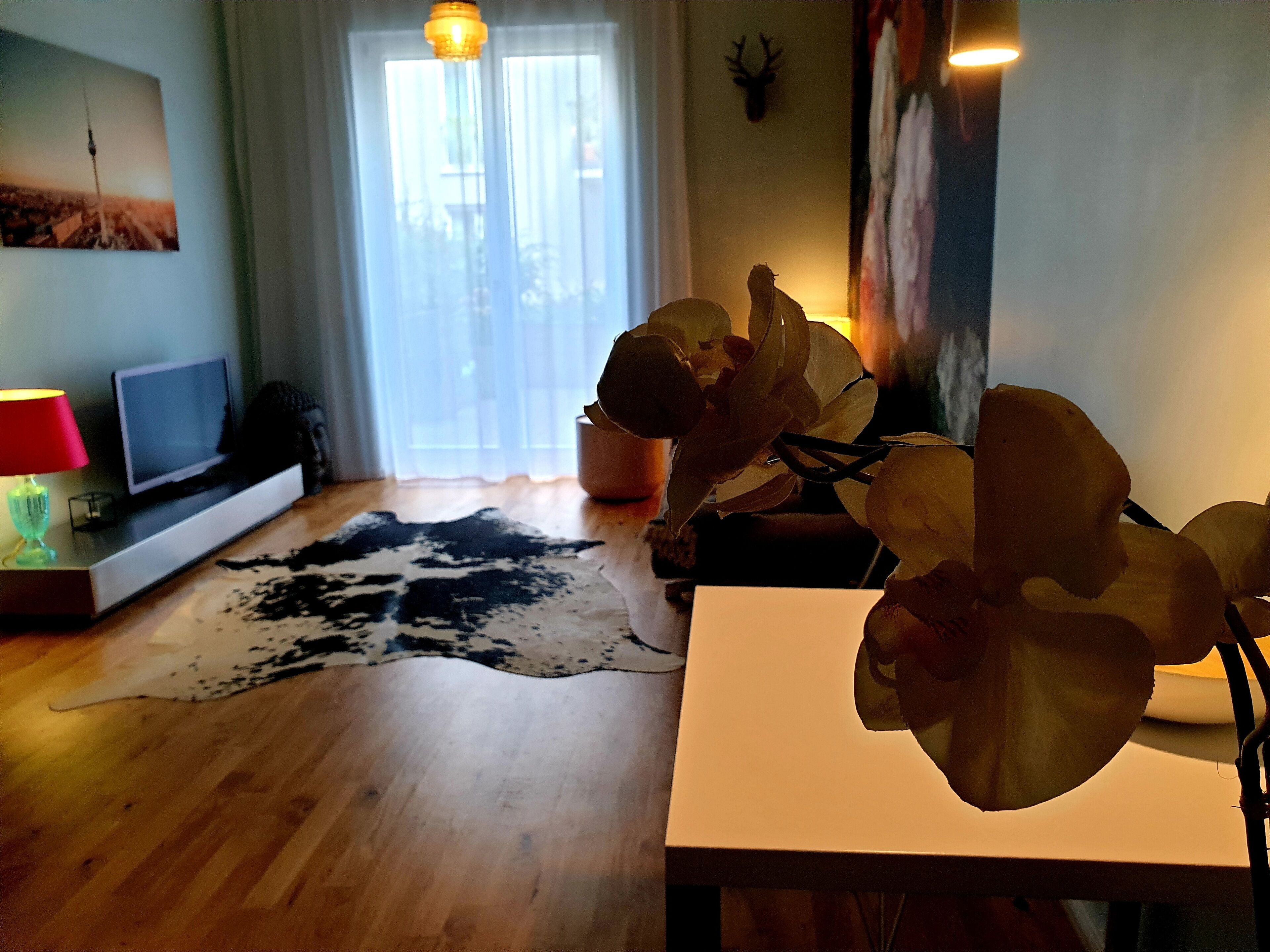 Design Apartment, Accessible, Garden View | Living area | Flat-screen TV, heated floors