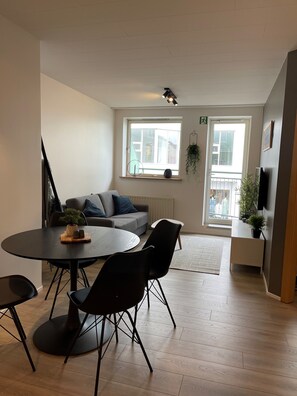 Comfort Apartment, 1 Bedroom (202) | Living area | Flat-screen TV - Saga Apartments (Akureyri)