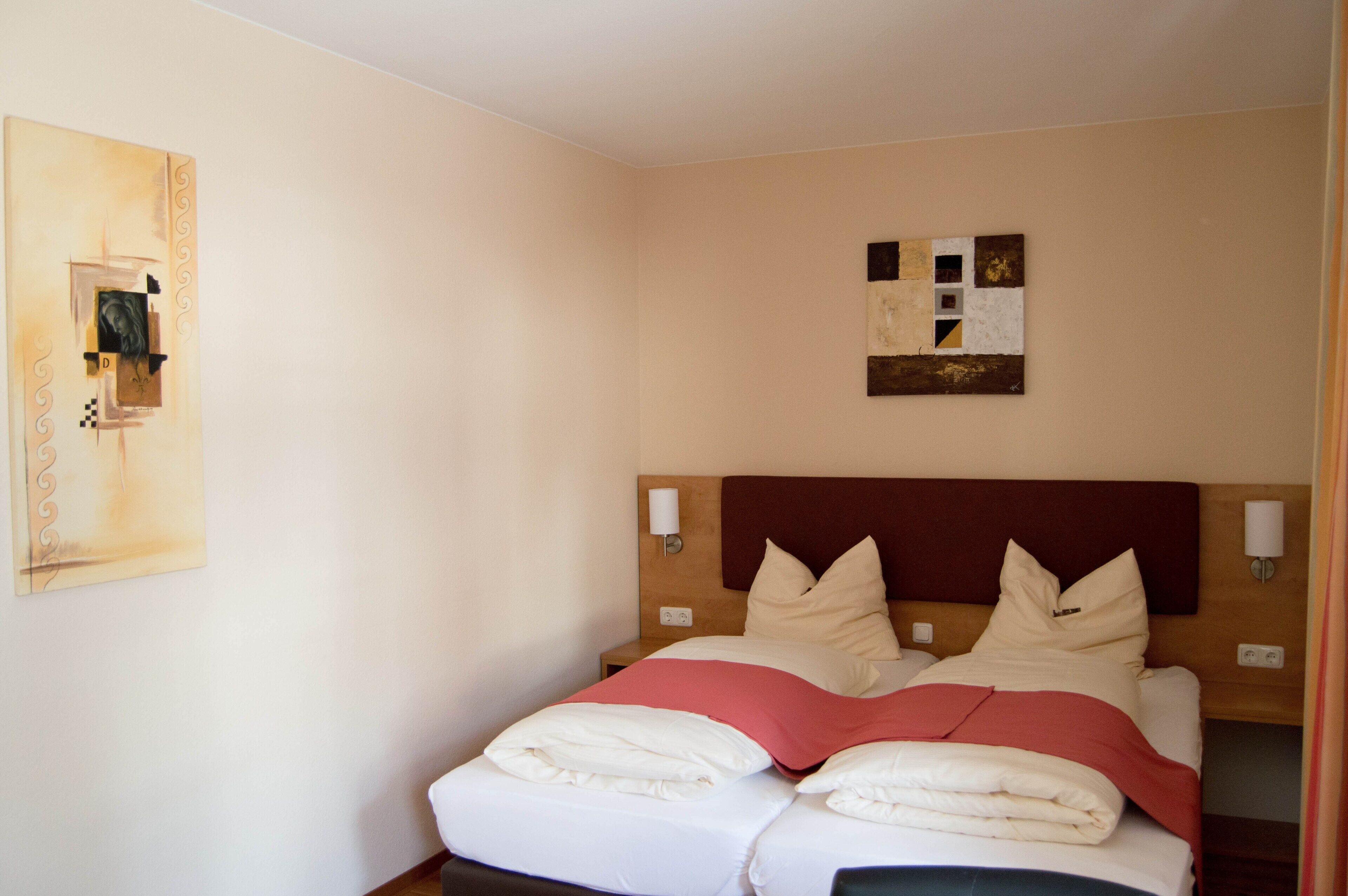 comfort double room | premium bedding, desk, blackout curtains, iron/ironing board