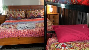 1 bedroom, individually decorated, blackout curtains, iron/ironing board