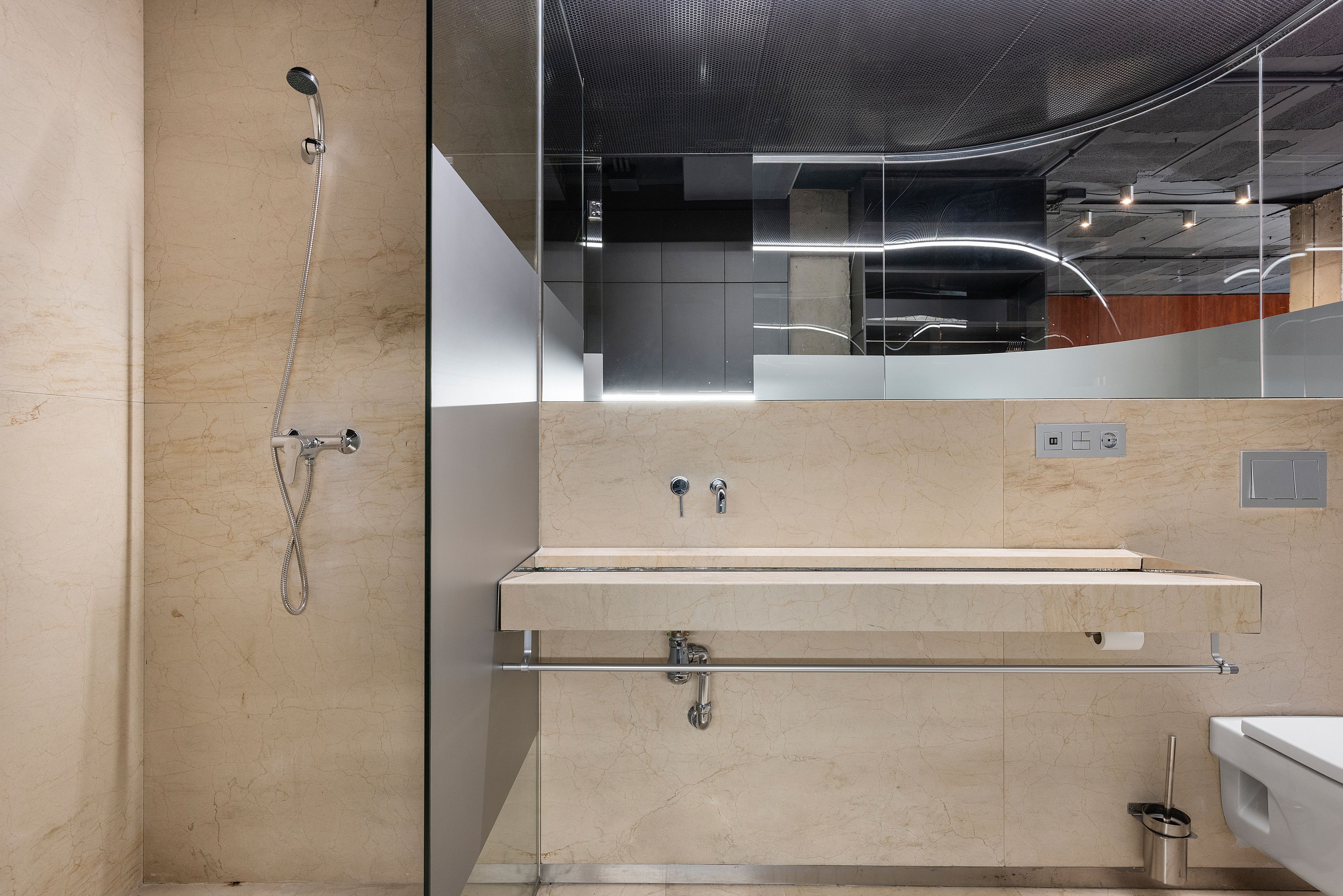 design studio suite, 1 queen bed with sofa bed, city view | bathroom | shower, free toiletries, hair dryer, slippers