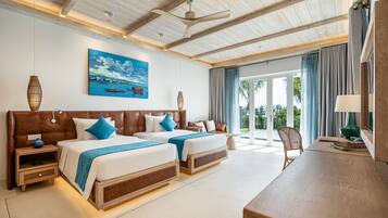 Stelia Residences 2 Bedroom Ocean View with Private Pool | 1 quarto, roupas de cama premium, edredons de pluma
