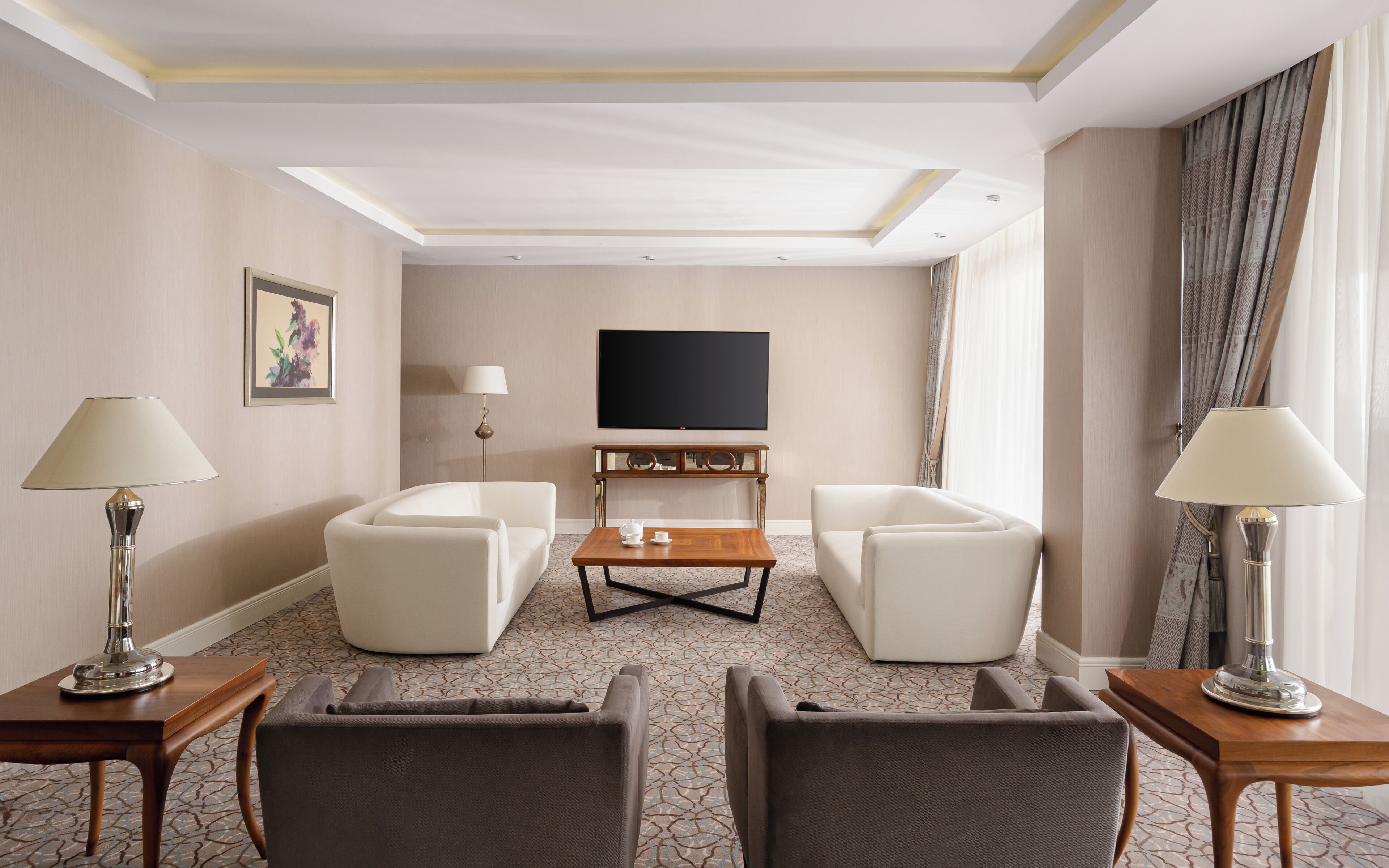 villa shahdagh 2 bedrooms | living area | lcd tv