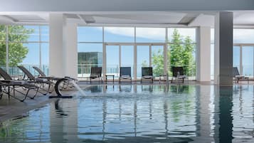Indoor pool, seasonal outdoor pool, sun loungers