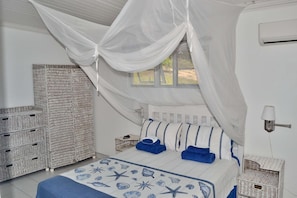 1 bedroom, desk, free wired Internet, bed sheets