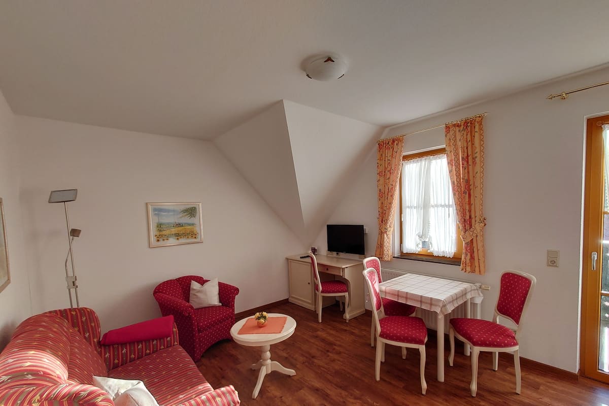 Standard-Apartment (Morgen.Tau) | Schreibtisch, laptopgeeigneter Arbeitsplatz, schallisolierte Zimmer