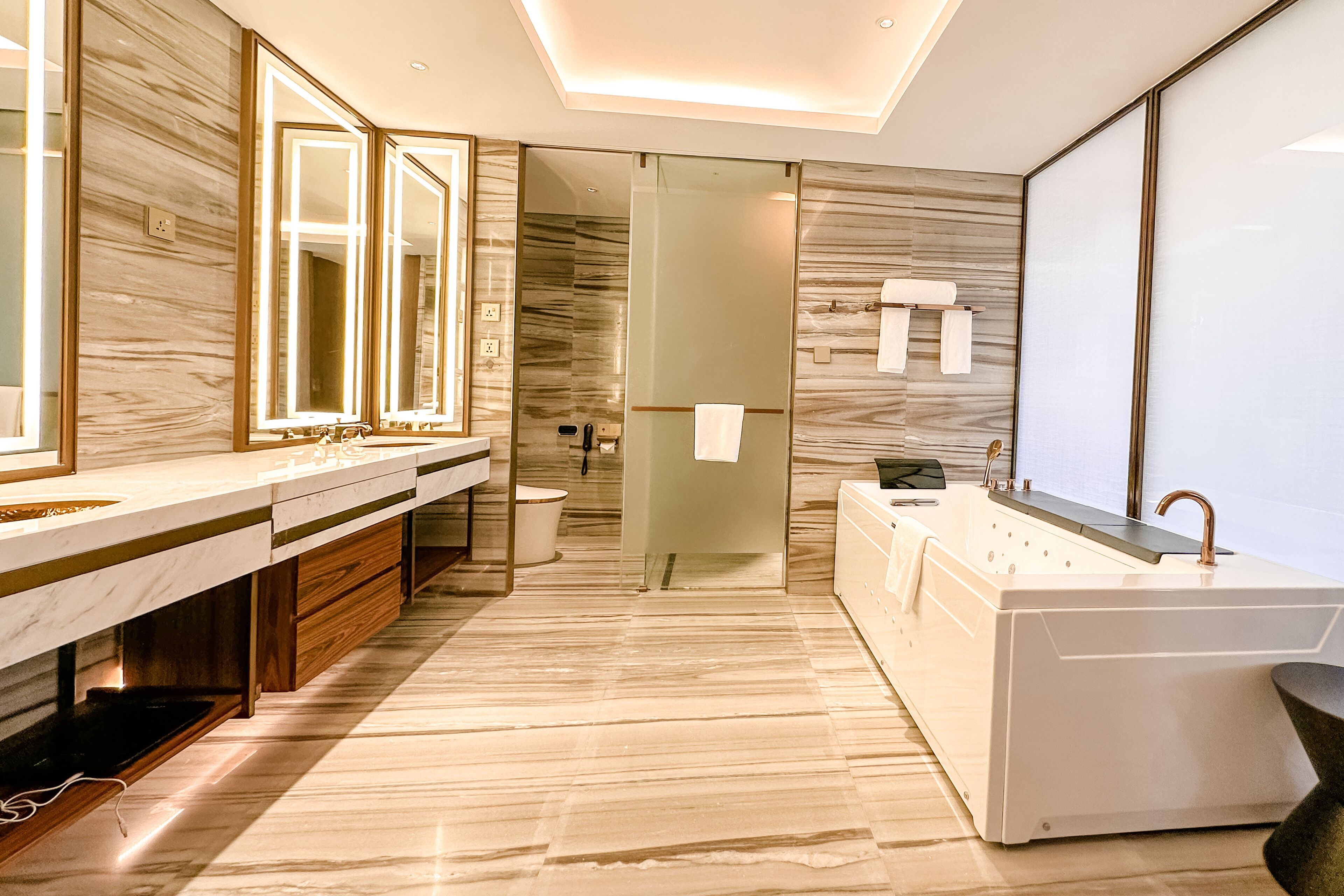 shower, free toiletries, hair dryer, bathrobes