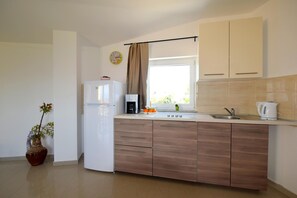 Apartment, 2 Bedrooms | Private kitchen | Fridge, microwave, stovetop, electric kettle