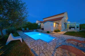 Front of property - evening/night - Villa Casa del Sol (Krk)